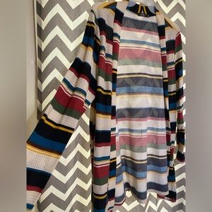 Women’s striped, long sleeve cardigan
